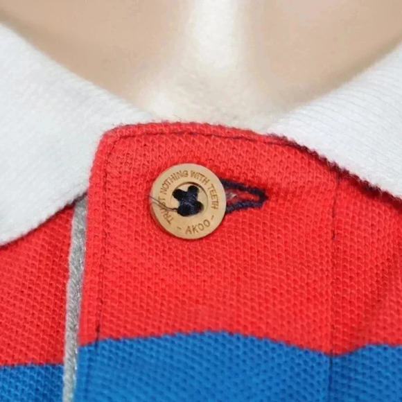 AKOO Polo Green Blue Red Navy White Multicolor Stripe Shirt White Log L - Picture 5 of 7